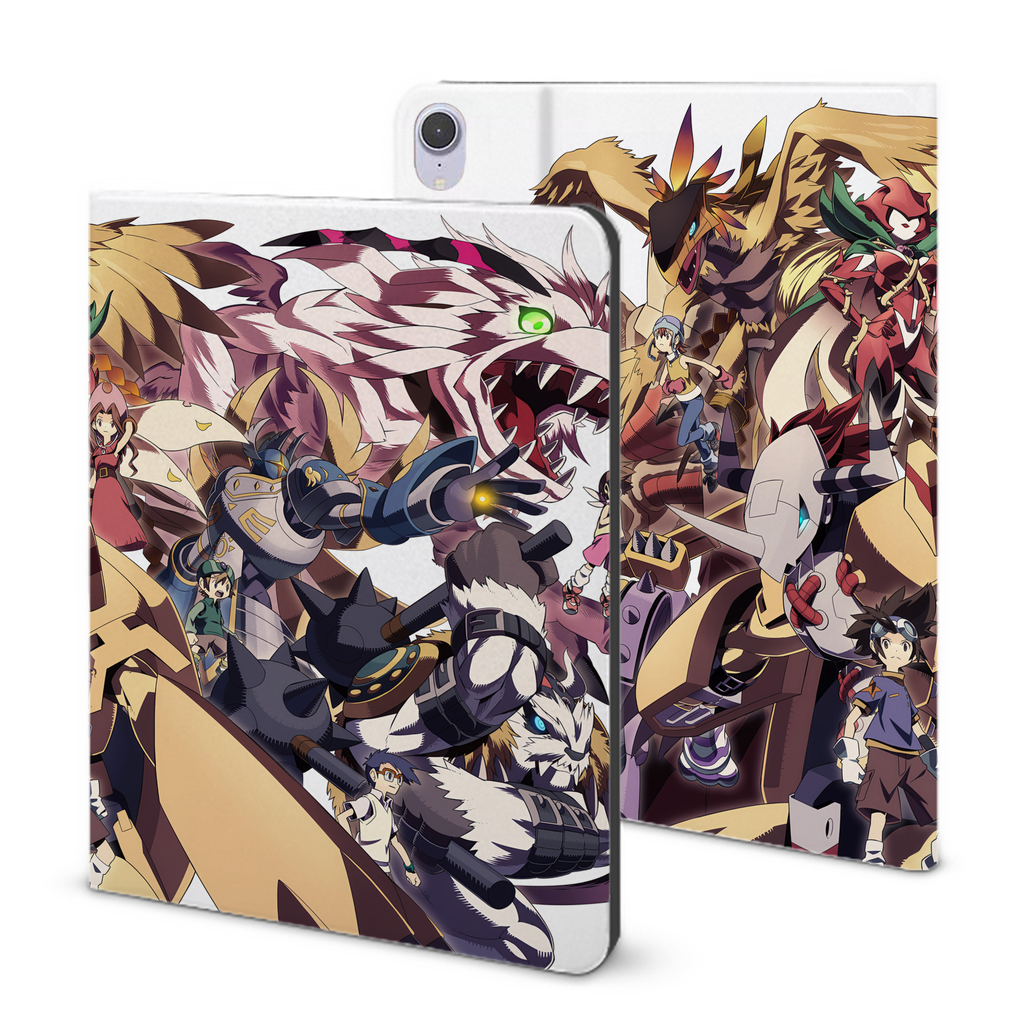 （画像用） Digimon デジタルモンスター/デジモン IPad ケース ブック型 PUレザー TPU 耐衝撃 軽量 薄型 ペン収納なし 全面保護 IPad 各モデル対応